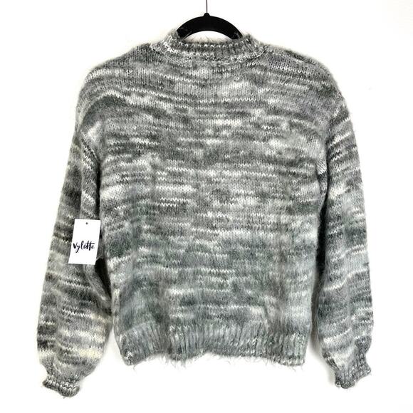 Vylette Womens Sweater Mock Neck Pullover Variegated Gray White Medium NWT - Picture 2 of 7